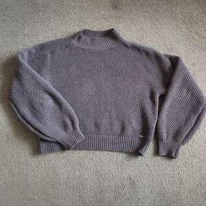 HOLLISTER Women's Sweater Gray Small Knit Cropped Y2K Balloon Sleeve